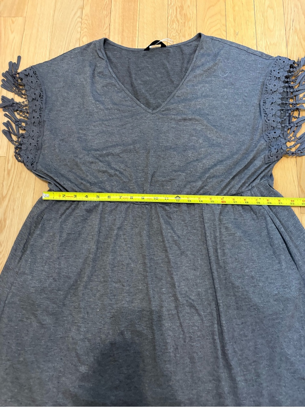 BloomChic Gray Crochet Fringe Midi Dress Plus 22-24 US Boho Chic Casual Knit - Picture 6 of 10